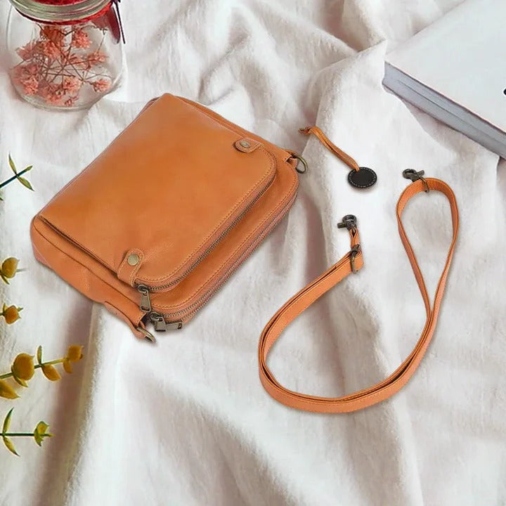 Crossbody Leather Shoulder Bag Three Layer Design and Clutch