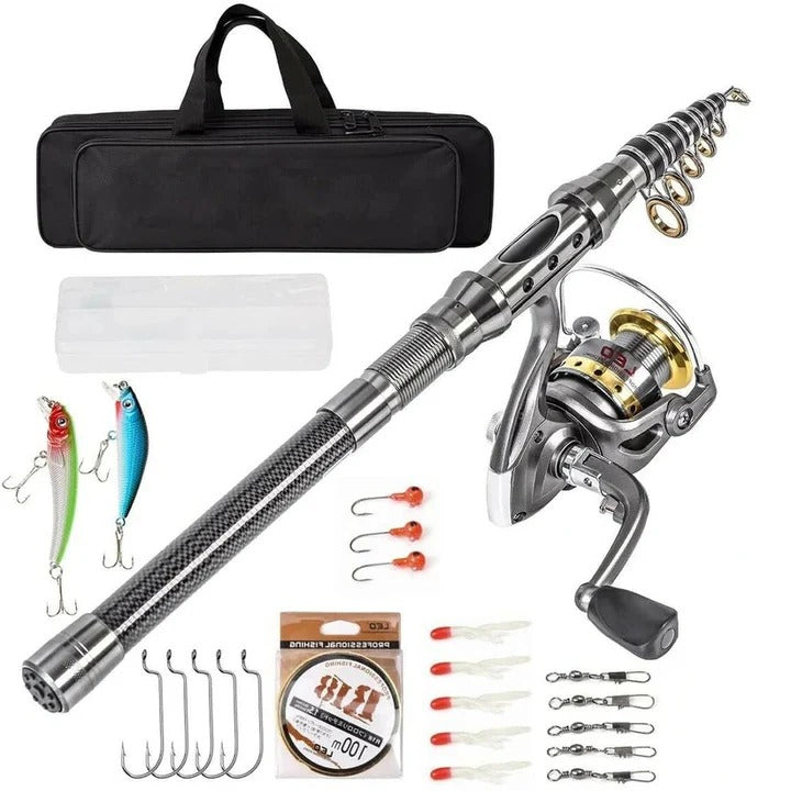 Telescopic Fishing Rod Reel Combo for Saltwater and Freshwater Fishing