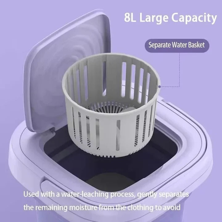 Mini Portable Washing Machine Foldable with Spin Dryer for Laundry