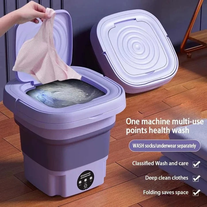 Mini Portable Washing Machine Foldable with Spin Dryer for Laundry