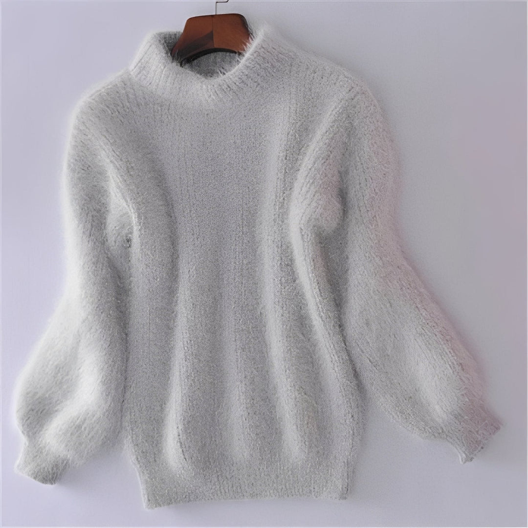 Womens Comfortable Loose Knit Jumper Solid Angora Blend