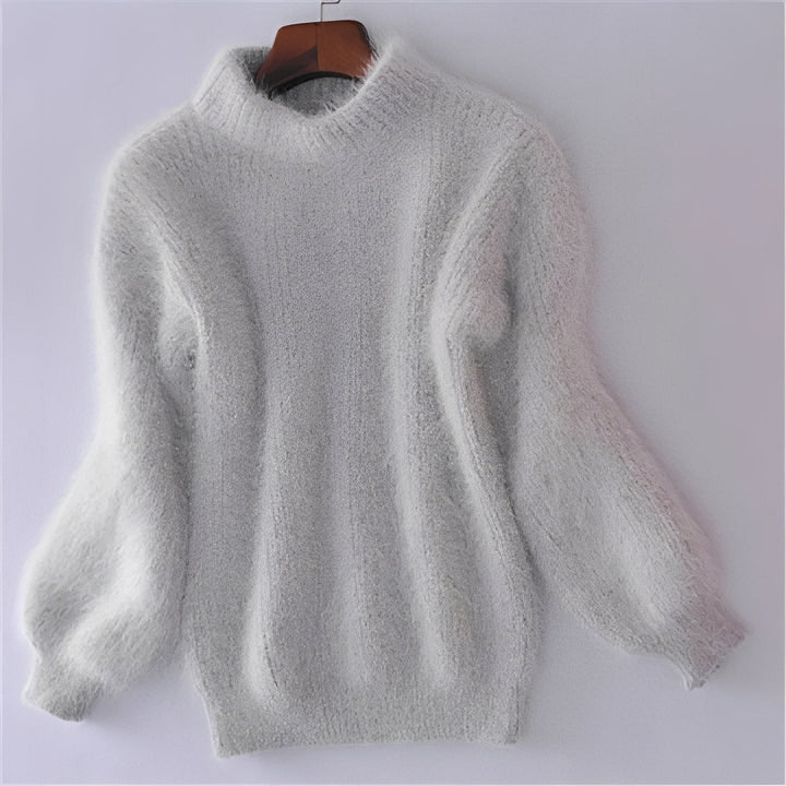 Womens Comfortable Loose Knit Jumper Solid Angora Blend