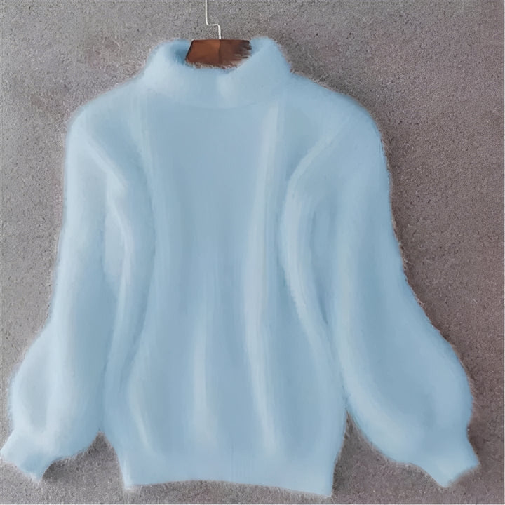 Womens Comfortable Loose Knit Jumper Solid Angora Blend