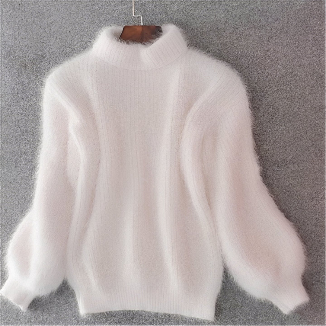 Womens Comfortable Loose Knit Jumper Solid Angora Blend