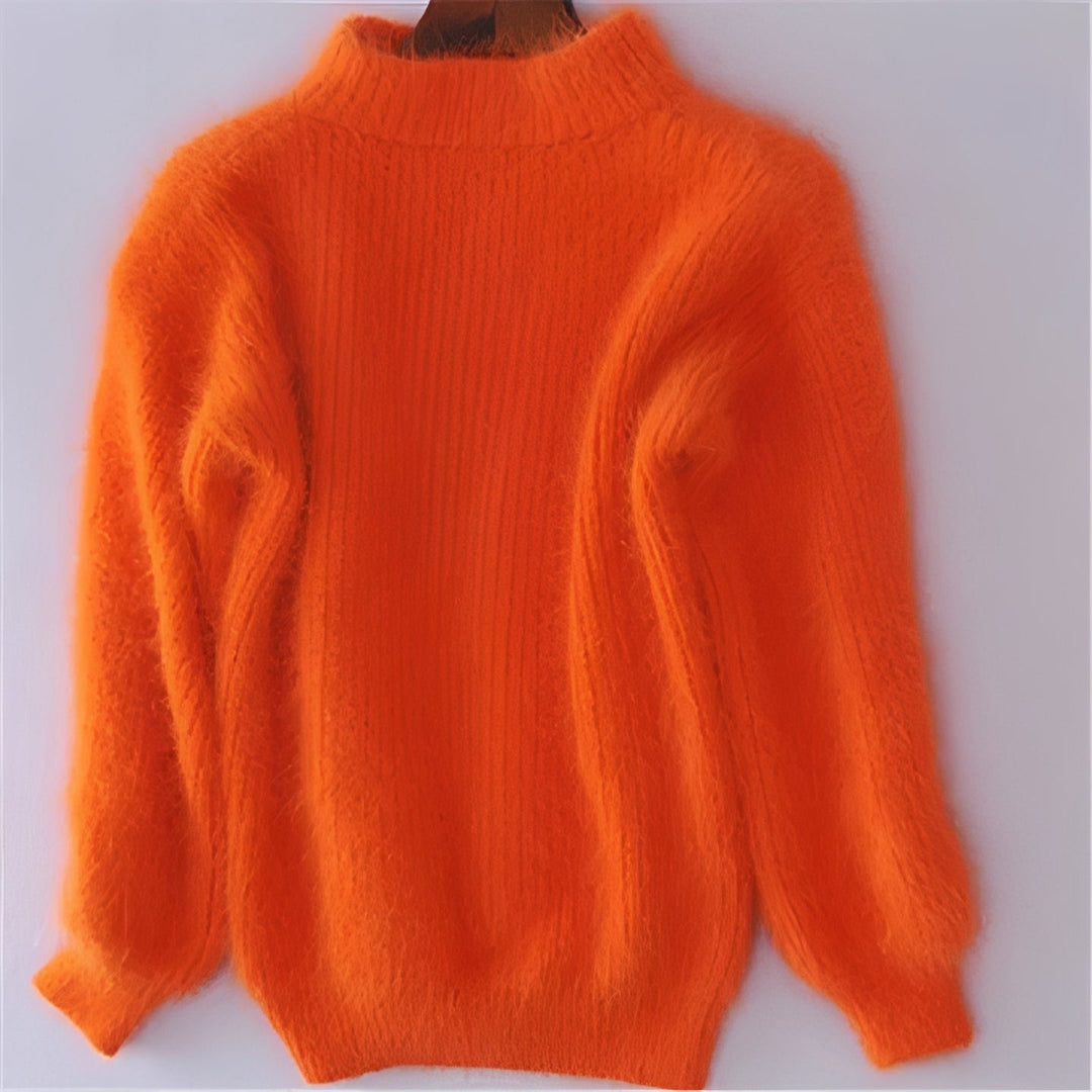 Womens Comfortable Loose Knit Jumper Solid Angora Blend