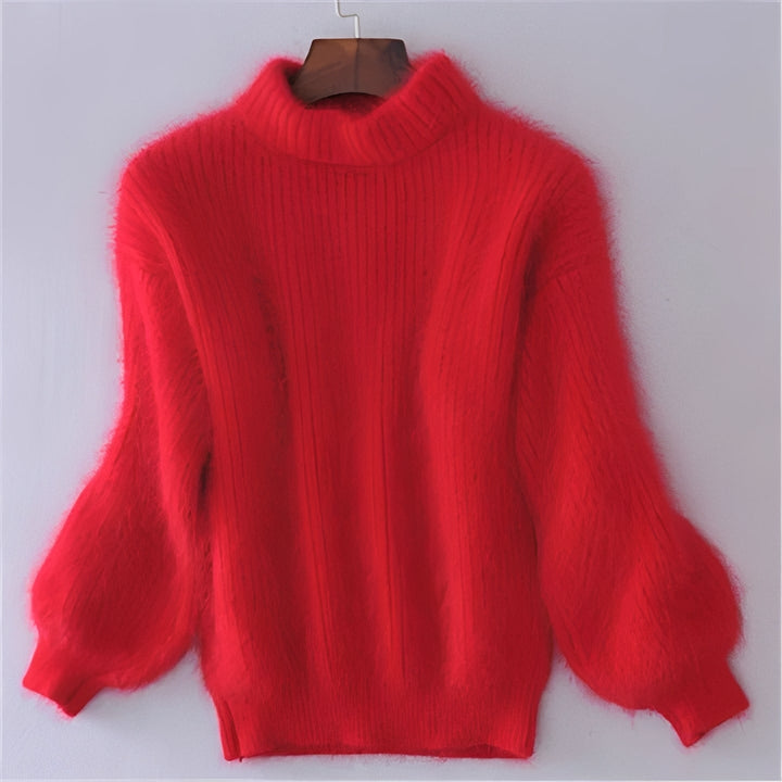 Womens Comfortable Loose Knit Jumper Solid Angora Blend