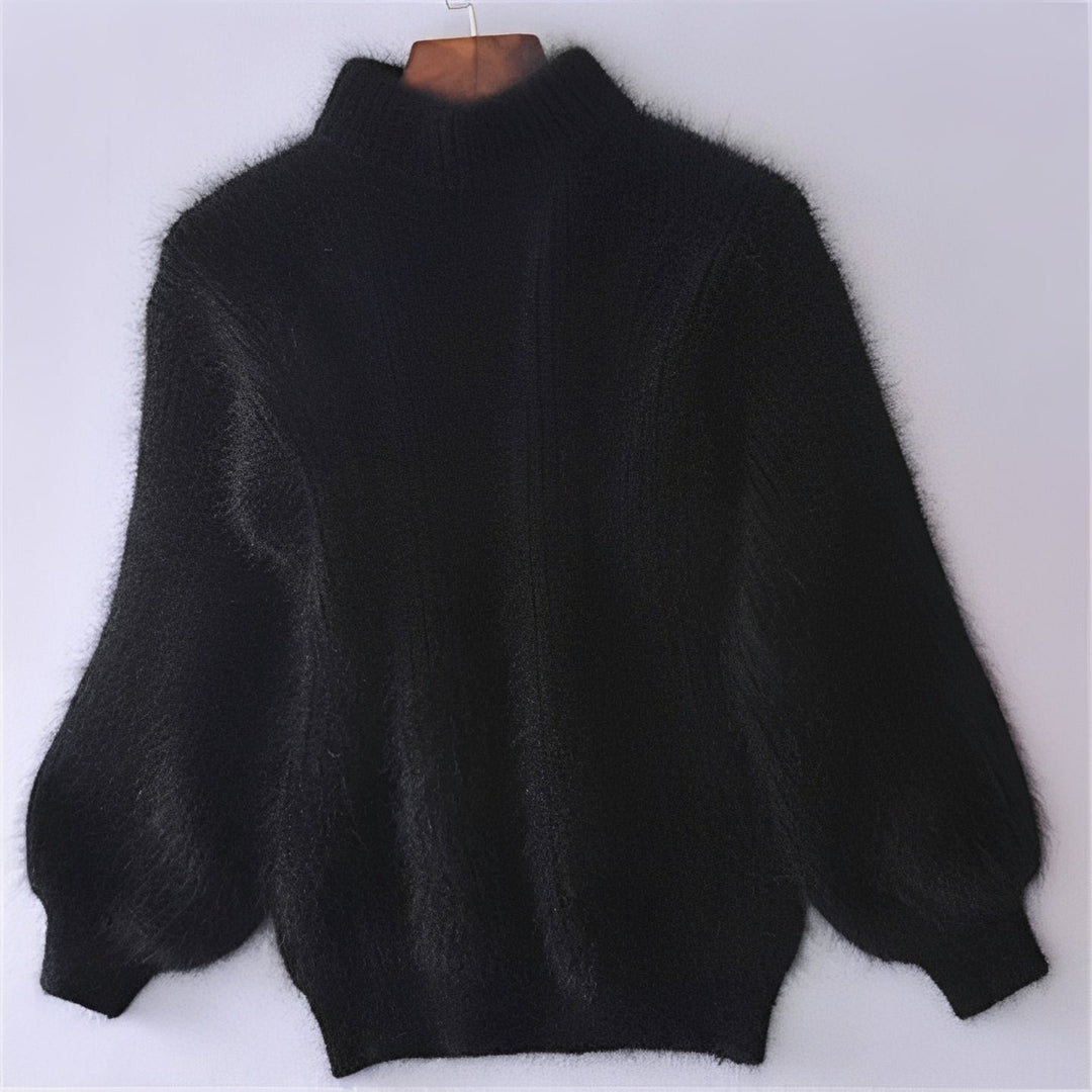 Womens Comfortable Loose Knit Jumper Solid Angora Blend