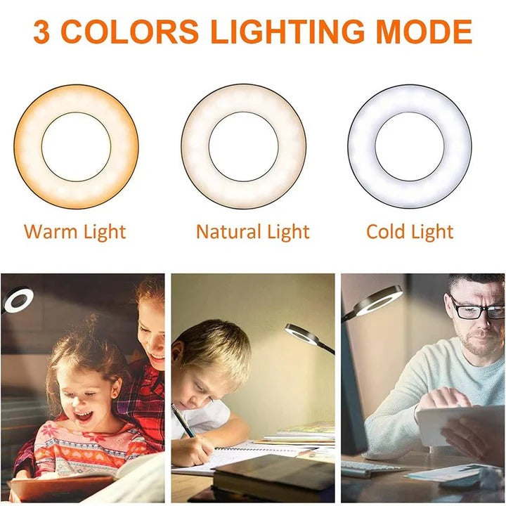 Dimmable LED Clamp On Desk Lamp 360° Flexible for Reading