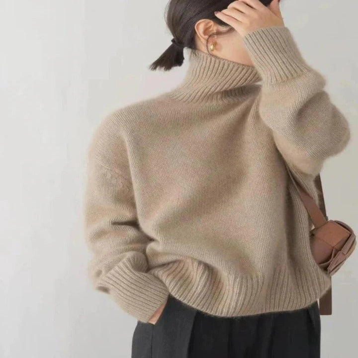Womens Warm Merino Wool Turtleneck Jumper Comfortable Knit
