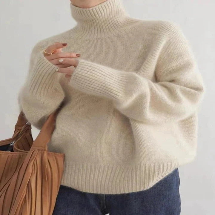 Womens Warm Merino Wool Turtleneck Jumper Comfortable Knit