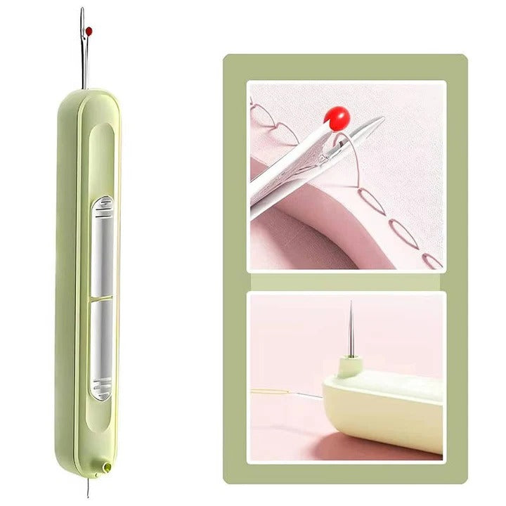 Portable Needle Threader and Seam Ripper Tool for Embroidery and Quilting