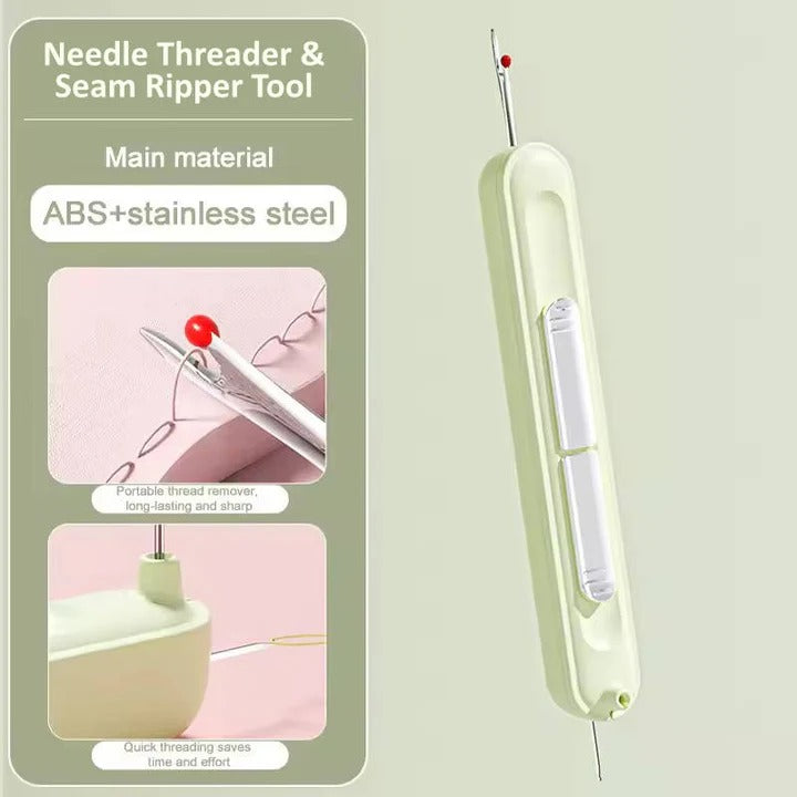 Portable Needle Threader and Seam Ripper Tool for Embroidery and Quilting