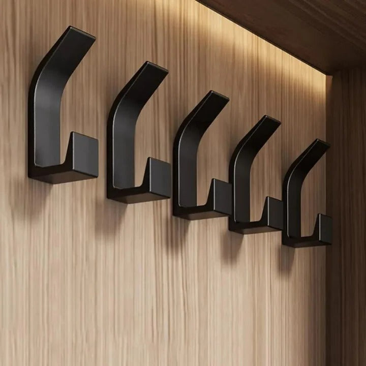 Strong 5-Pack Self-Adhesive Wall Hooks and Versatile Door and Closet Hanger