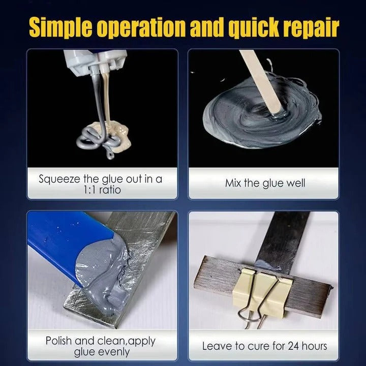 High Strength Metal Repair Glue, Heat Resistant Adhesive for Steel, Aluminum and Cast Iron, Drillable After Cure