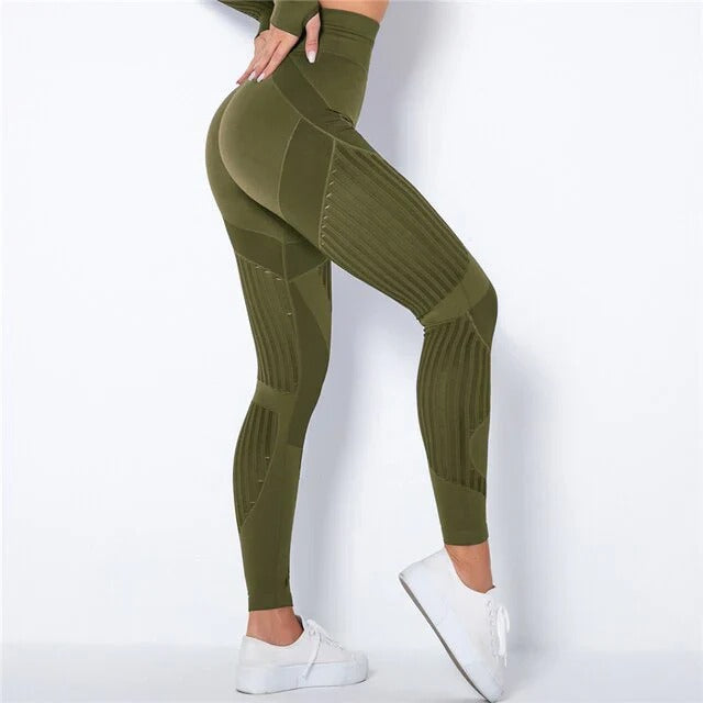 Textured Anti-Cellulite Compression Leggings and Butt Lifting Yoga Trousers and Honeycomb Design