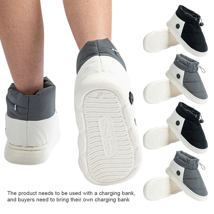 Thermal Heated Shoes with Built-in Foot Warmers and Non-Slip Sole Construction