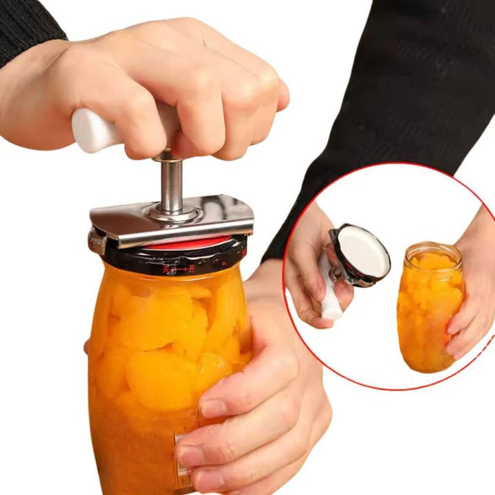 Adjustable Stainless Steel Jar and Cap Opener Tool for Various Lid Sizes