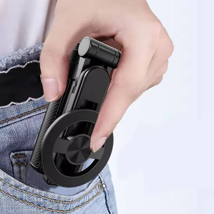 Portable Magnetic Selfie Stick Tripod with Integrated Fill Light and Foldable Design