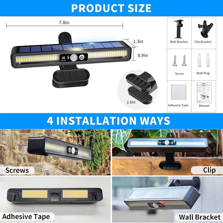 Solar Fence Lights, Motion Sensor Lamp, 36 LED Outdoor Spotlight, 2 Pack Deck Lighting