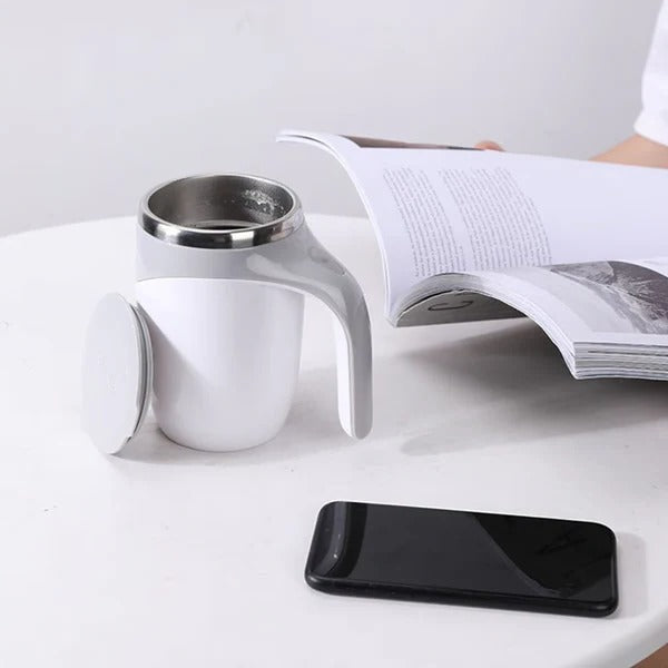 Magnetic Self Stirring Coffee Cup with Waterproof Bottom and Removable Rotor