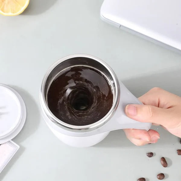 Magnetic Self Stirring Coffee Cup with Waterproof Bottom and Removable Rotor