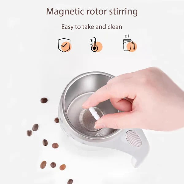 Magnetic Self Stirring Coffee Cup with Waterproof Bottom and Removable Rotor