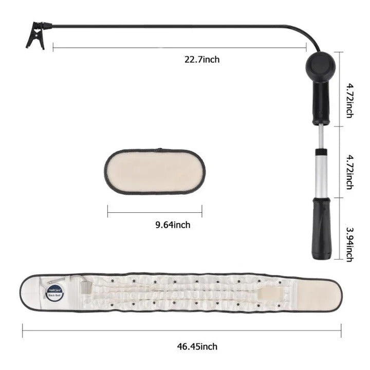 Inflatable Back Support Belt with Adjustable Air Pressure and Extension Pad