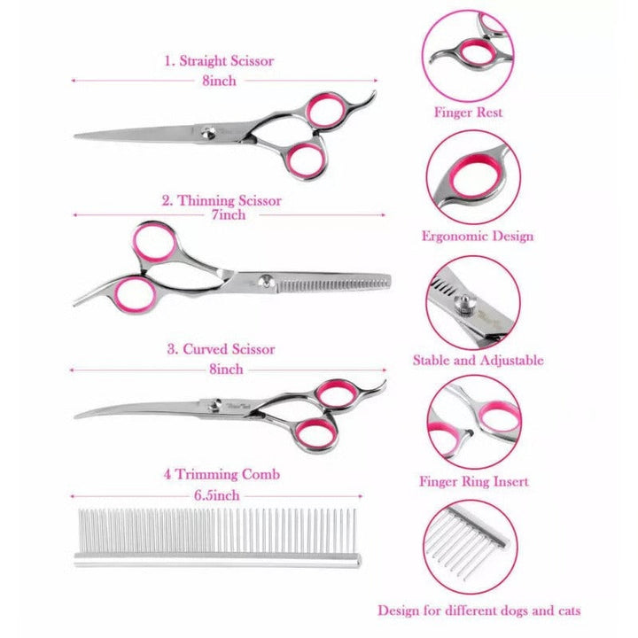 Pet Grooming Set with 7 Inch Stainless Steel Scissor