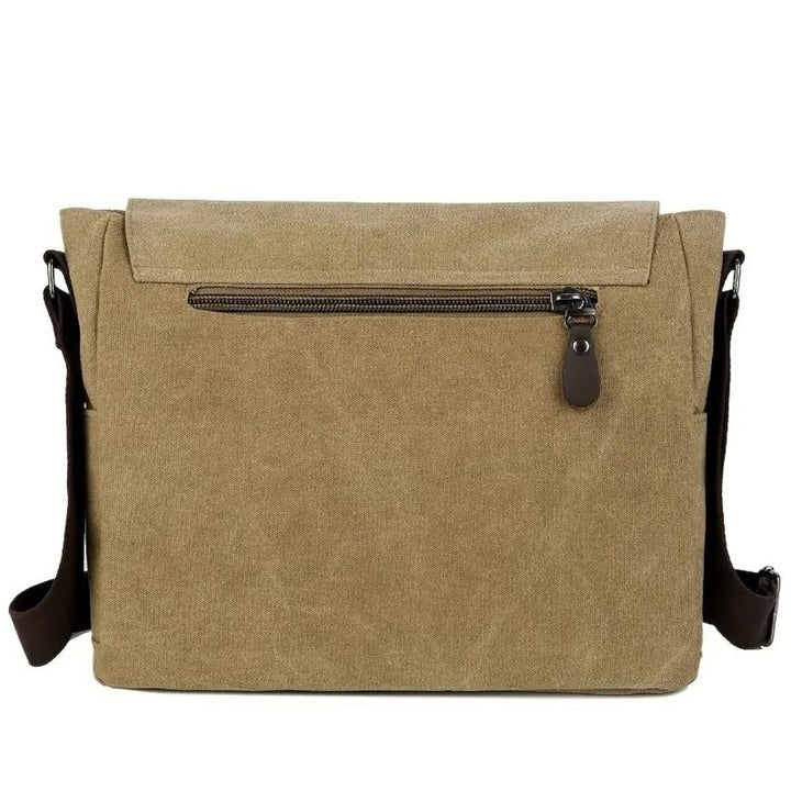 Mens Sling Bag with Canvas Satchel Design and Messenger Style Layout and Integrated Zipper Closures