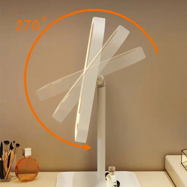 Portable Cosmetic Mirror With Lights and High Definition Glass and USB Charging Port and Compact Stand