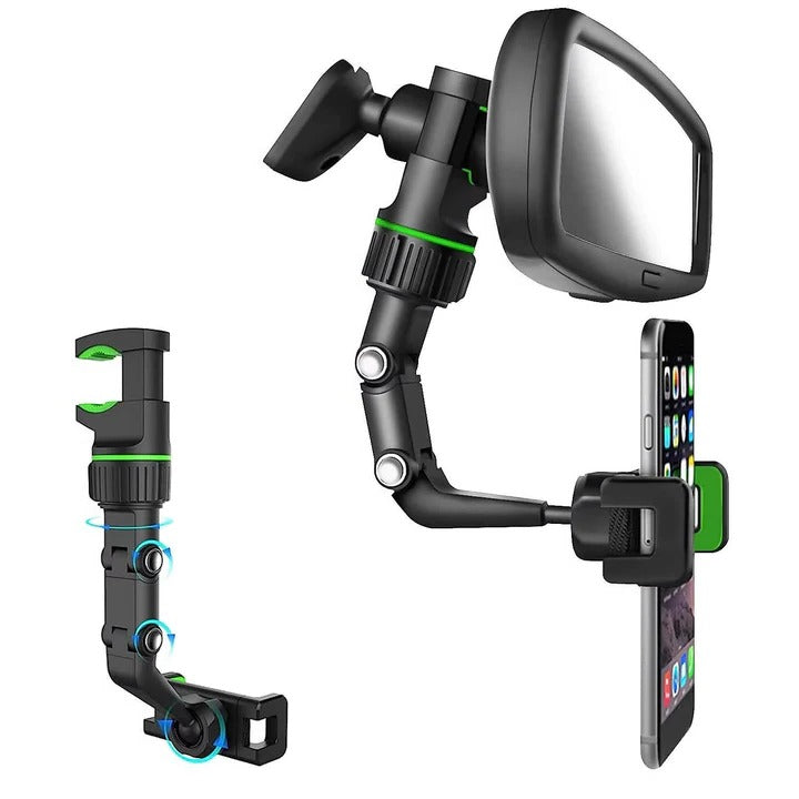 Car Cell Phone Mount with Universal Device Compatibility and 360 Degree Ball Joint Rotation and Padded Internal Grips