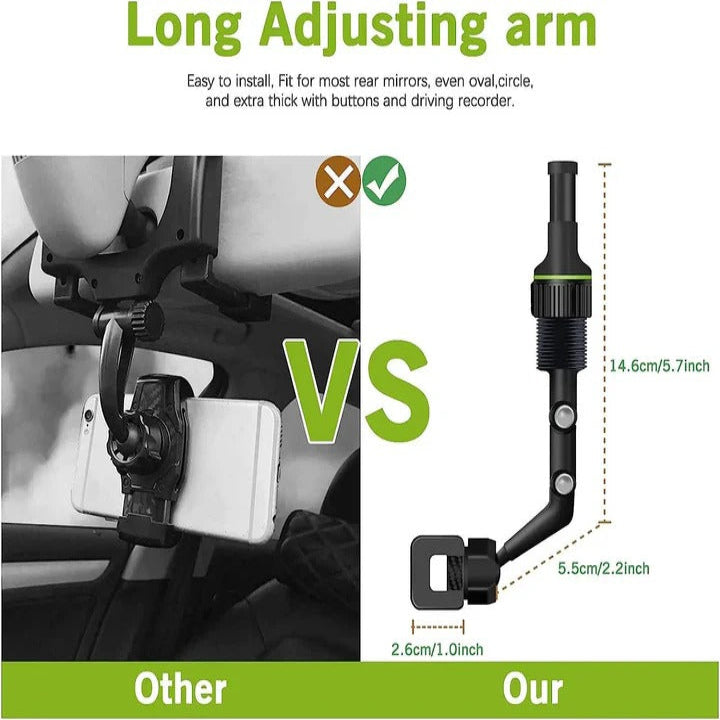 Car Cell Phone Mount with Universal Device Compatibility and 360 Degree Ball Joint Rotation and Padded Internal Grips