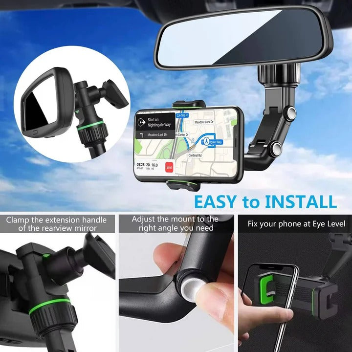 Car Cell Phone Mount with Universal Device Compatibility and 360 Degree Ball Joint Rotation and Padded Internal Grips