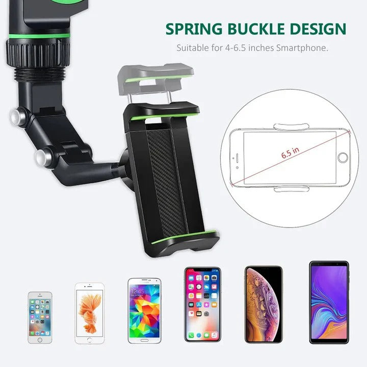 Car Cell Phone Mount with Universal Device Compatibility and 360 Degree Ball Joint Rotation and Padded Internal Grips