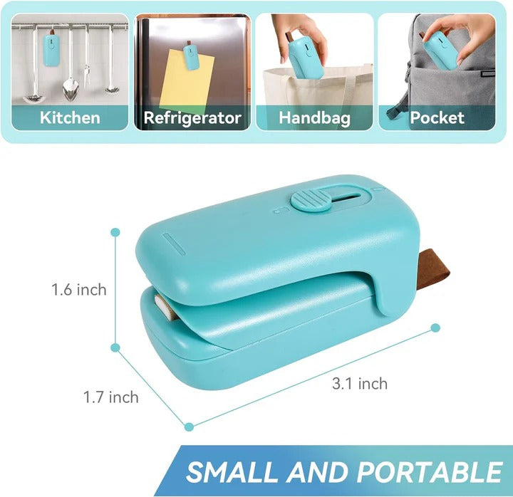 Portable Bag Sealer and Cutter, Battery Powered Heat Sealer for Food Storage