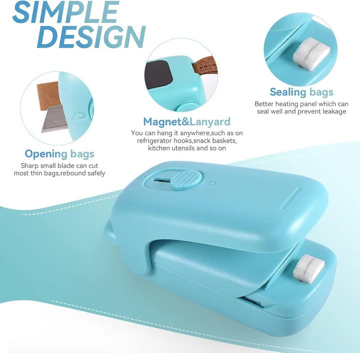 Portable Bag Sealer and Cutter, Battery Powered Heat Sealer for Food Storage