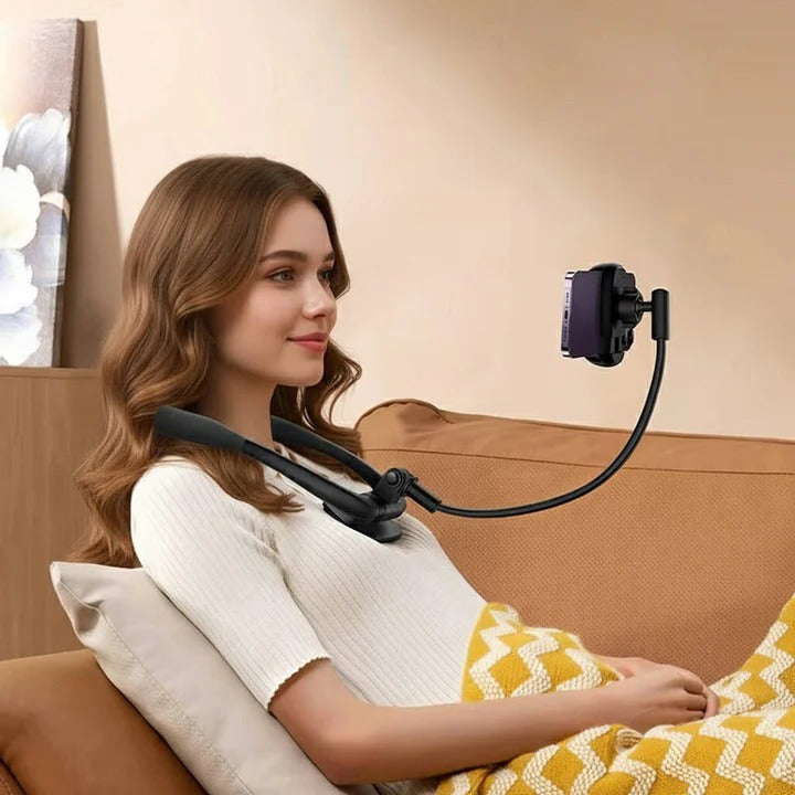 Portable Phone Holder for Bed and Desk and Flat Surfaces with Flexible Positioning