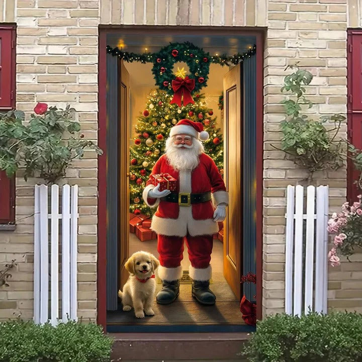 Christmas Door Mural Sticker, 3D Holiday Decal, Waterproof PVC, Peel and Stick Cover