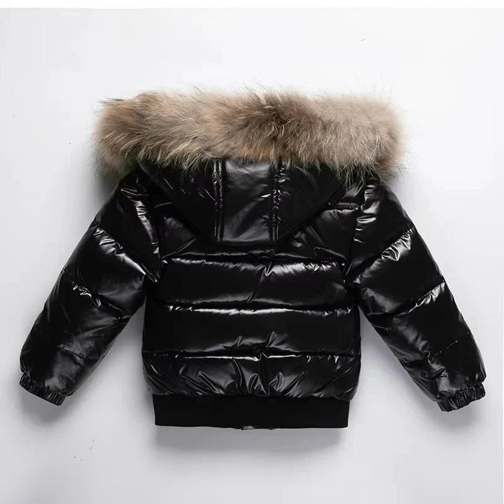Kids Winter Parka, Down Insulated Jacket, Real Fur Hood Trim, Water Resistant Shell
