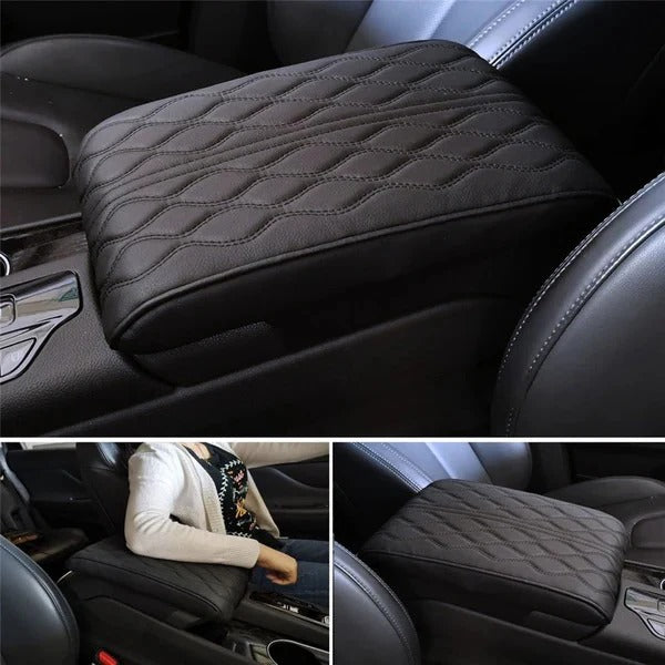 Universal Automotive Armrest Cushion in Quilted Leather Style