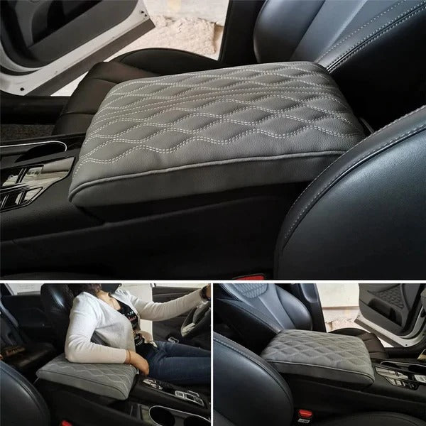 Universal Automotive Armrest Cushion in Quilted Leather Style