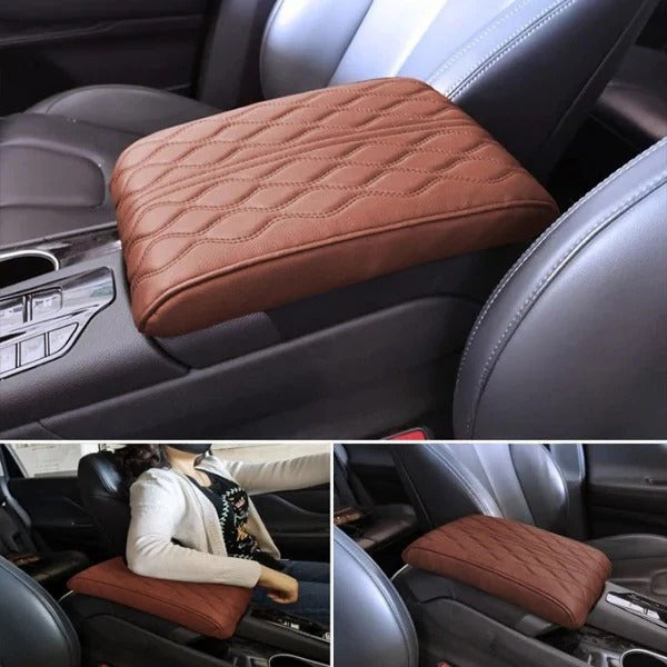 Universal Automotive Armrest Cushion in Quilted Leather Style