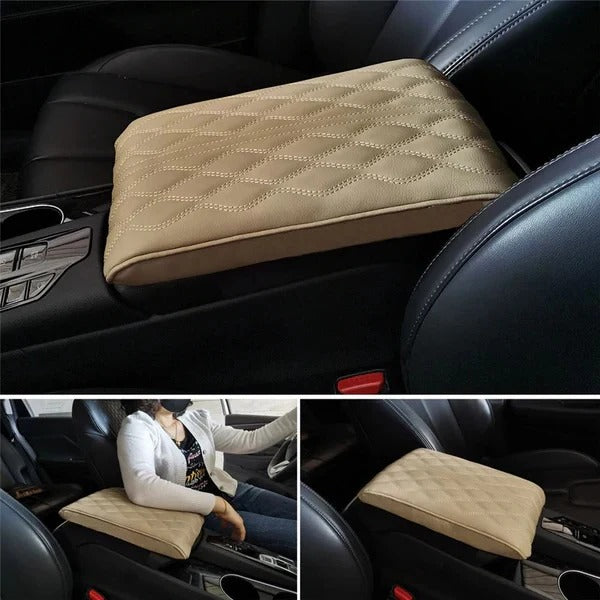 Universal Automotive Armrest Cushion in Quilted Leather Style