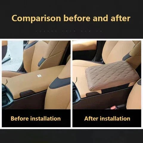 Universal Automotive Armrest Cushion in Quilted Leather Style