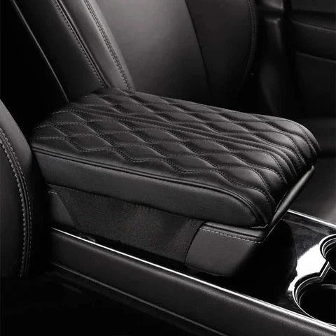 Universal Automotive Armrest Cushion in Quilted Leather Style