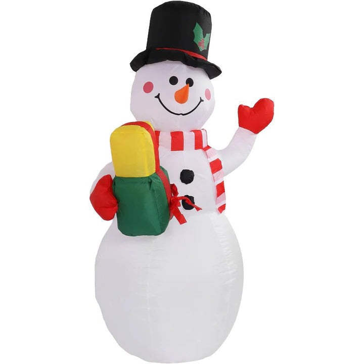5ft Inflatable Snowman Outdoor Decoration, Rotating LED Lights, Christmas Blow Up Yard Decor, Weatherproof