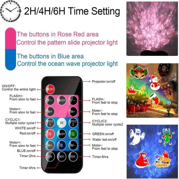 Festive Christmas Projector Lights featuring Multi-colour LED Display
