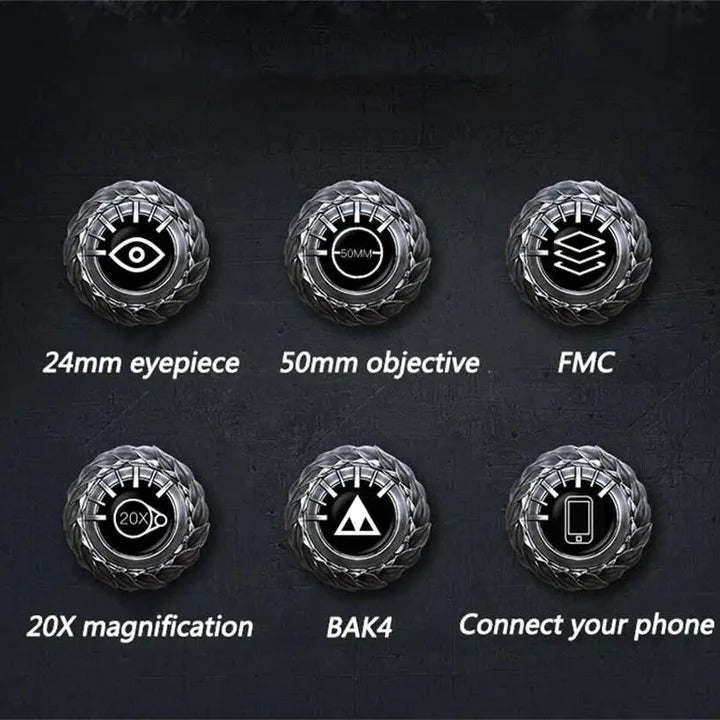 High Power Long Range Binoculars with Large Objective Lens