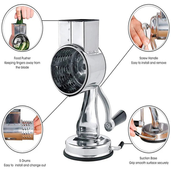 Rotary Kitchen Food Grater and Shredder and Slicer
