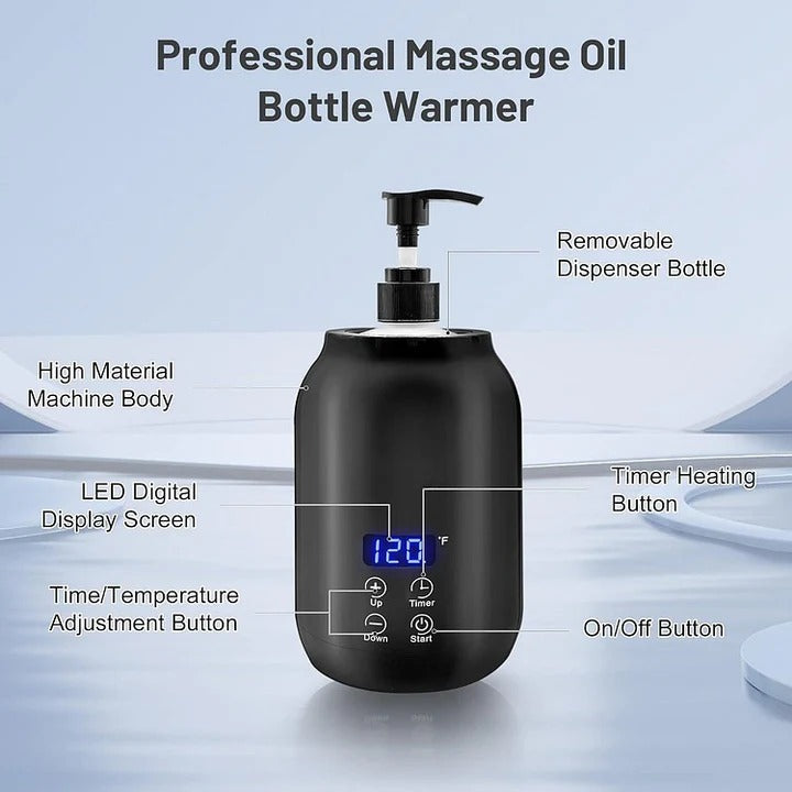 Electric Massage Oil Warmer, Digital Lotion Heater with Timer, Adjustable Temp, Spa Dispenser